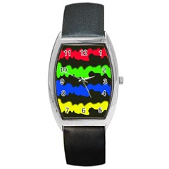 Colorful Abstraction Barrel Style Metal Watch by Valentinaart