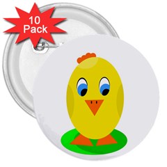 Cute Chicken  3  Buttons (10 Pack) 