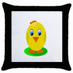 Cute Chicken  Throw Pillow Case (black) by Valentinaart