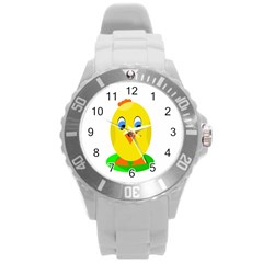 Cute Chicken  Round Plastic Sport Watch (l) by Valentinaart