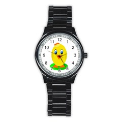 Cute Chicken  Stainless Steel Round Watch