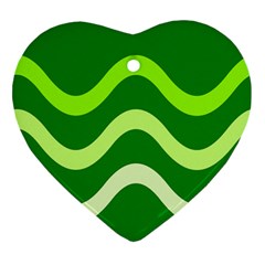 Green Waves Ornament (heart) 