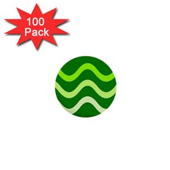 Green Waves 1  Mini Buttons (100 Pack) 