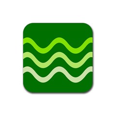 Green Waves Rubber Coaster (square)  by Valentinaart