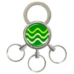 Green waves 3-Ring Key Chains Front