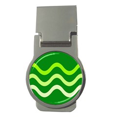 Green Waves Money Clips (round)  by Valentinaart