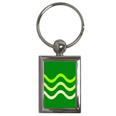 Green Waves Key Chains (rectangle)  by Valentinaart