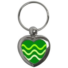 Green Waves Key Chains (heart) 