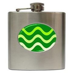 Green Waves Hip Flask (6 Oz) by Valentinaart