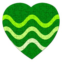 Green Waves Jigsaw Puzzle (heart)