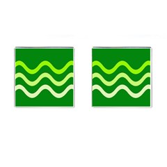 Green Waves Cufflinks (square) by Valentinaart