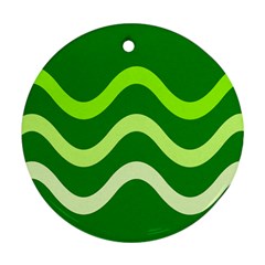 Green Waves Round Ornament (two Sides) 