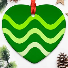 Green Waves Heart Ornament (2 Sides)