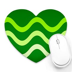 Green Waves Heart Mousepads