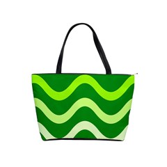 Green Waves Shoulder Handbags