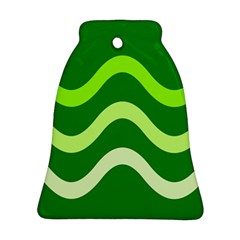 Green Waves Bell Ornament (2 Sides) by Valentinaart