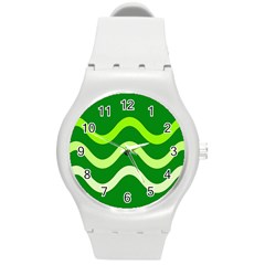 Green Waves Round Plastic Sport Watch (m) by Valentinaart