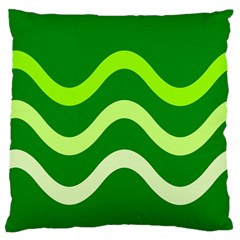 Green Waves Large Cushion Case (one Side) by Valentinaart