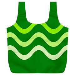 Green Waves Full Print Recycle Bags (l)  by Valentinaart