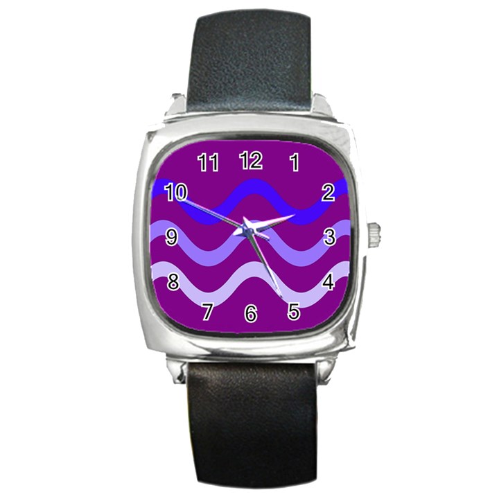 Purple Waves Square Metal Watch