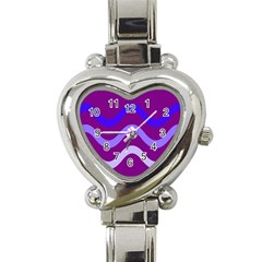 Purple Waves Heart Italian Charm Watch