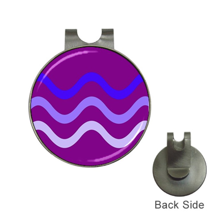 Purple Waves Hat Clips with Golf Markers