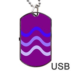 Purple Waves Dog Tag USB Flash (One Side)