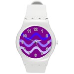 Purple Waves Round Plastic Sport Watch (M) Front