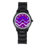 Purple Waves Stainless Steel Round Watch Front