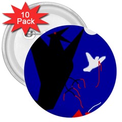 Night Birds  3  Buttons (10 Pack) 