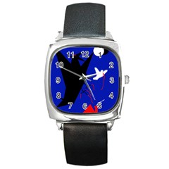 Night Birds  Square Metal Watch