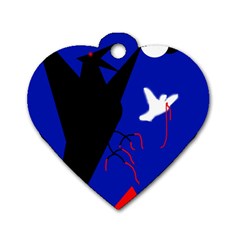 Night Birds  Dog Tag Heart (one Side) by Valentinaart