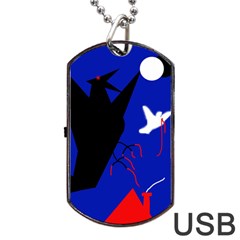 Night Birds  Dog Tag Usb Flash (one Side) by Valentinaart