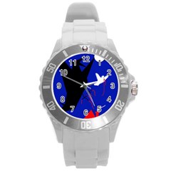 Night Birds  Round Plastic Sport Watch (l)