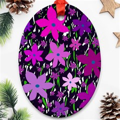 Purple Fowers Ornament (oval) 