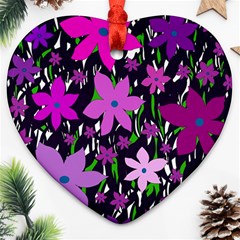 Purple Fowers Ornament (heart) 