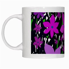 Purple Fowers White Mugs