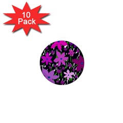 Purple Fowers 1  Mini Buttons (10 Pack) 