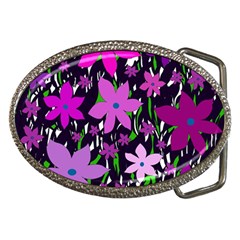 Purple Fowers Belt Buckles by Valentinaart