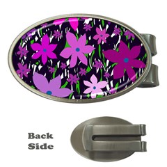 Purple Fowers Money Clips (oval)  by Valentinaart