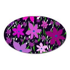 Purple Fowers Oval Magnet by Valentinaart