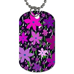 Purple Fowers Dog Tag (two Sides)