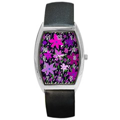 Purple Fowers Barrel Style Metal Watch