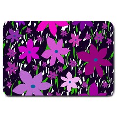 Purple Fowers Large Doormat  by Valentinaart