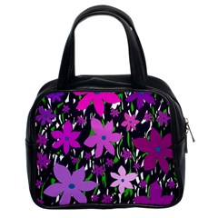 Purple Fowers Classic Handbags (2 Sides) by Valentinaart