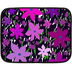 Purple Fowers Double Sided Fleece Blanket (mini)  by Valentinaart