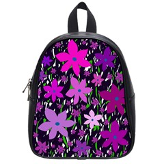 Purple Fowers School Bags (small)  by Valentinaart