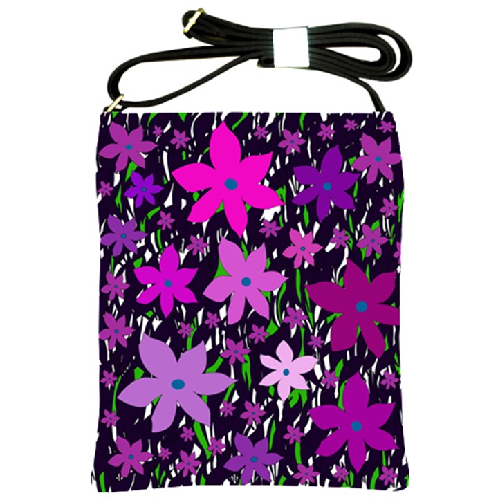 Purple Fowers Shoulder Sling Bags