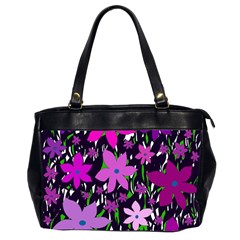 Purple Fowers Office Handbags (2 Sides)  by Valentinaart