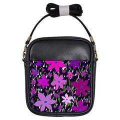 Purple Fowers Girls Sling Bags by Valentinaart